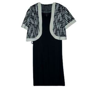 Solid Black Dress with Crop Cardigan XL